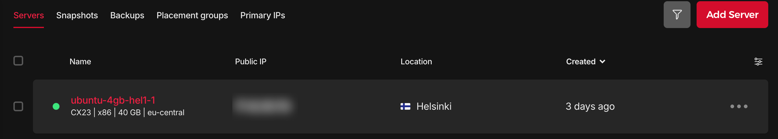 Hetzner server i Helsinki